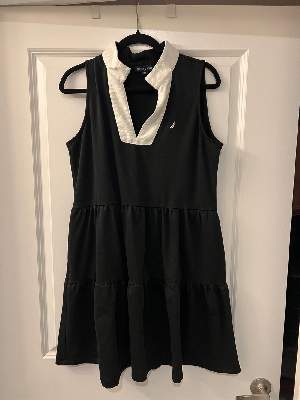 Nautica Black Sleeveless Mini Dress with White Collar